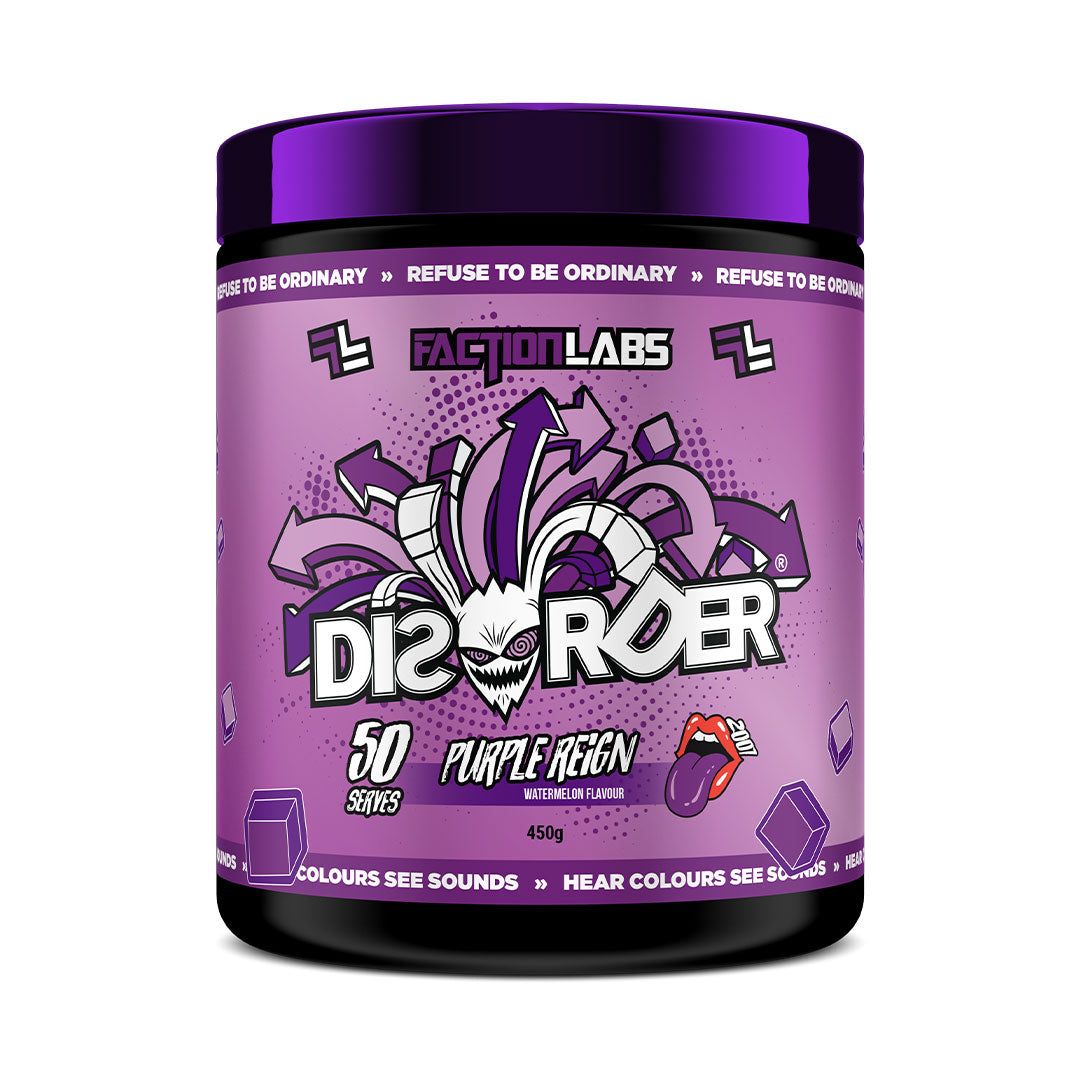 Faction Labs Disorder Pre Workout 50 Serves / Purple Reign (Watermelon) - High Stim