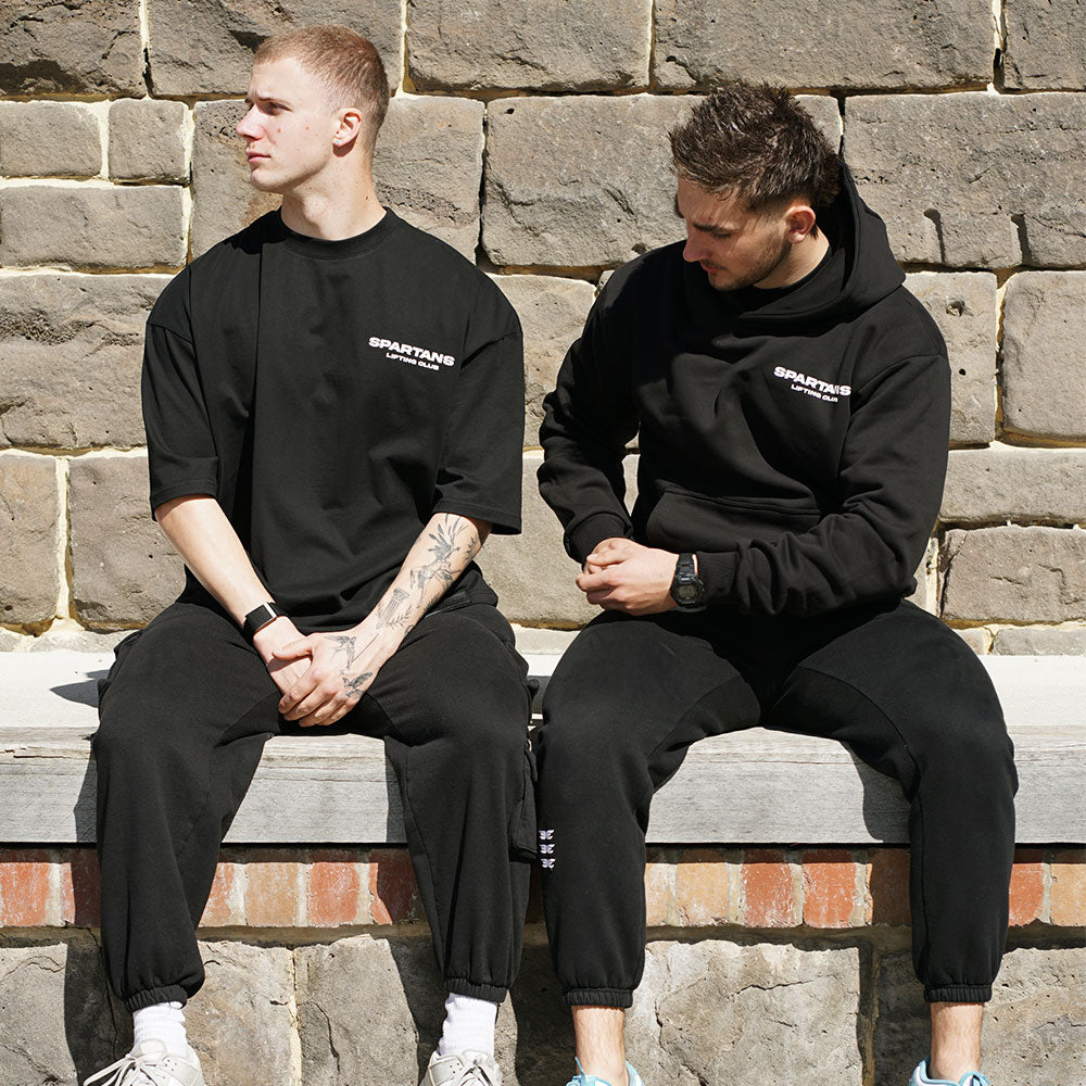 overiszed gym hoodie black spartans