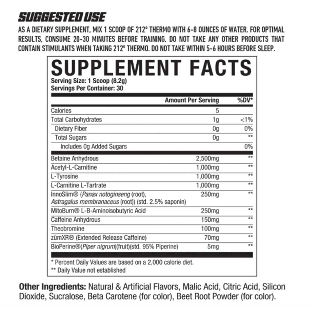 axe & sledge 212 thermo ingredients