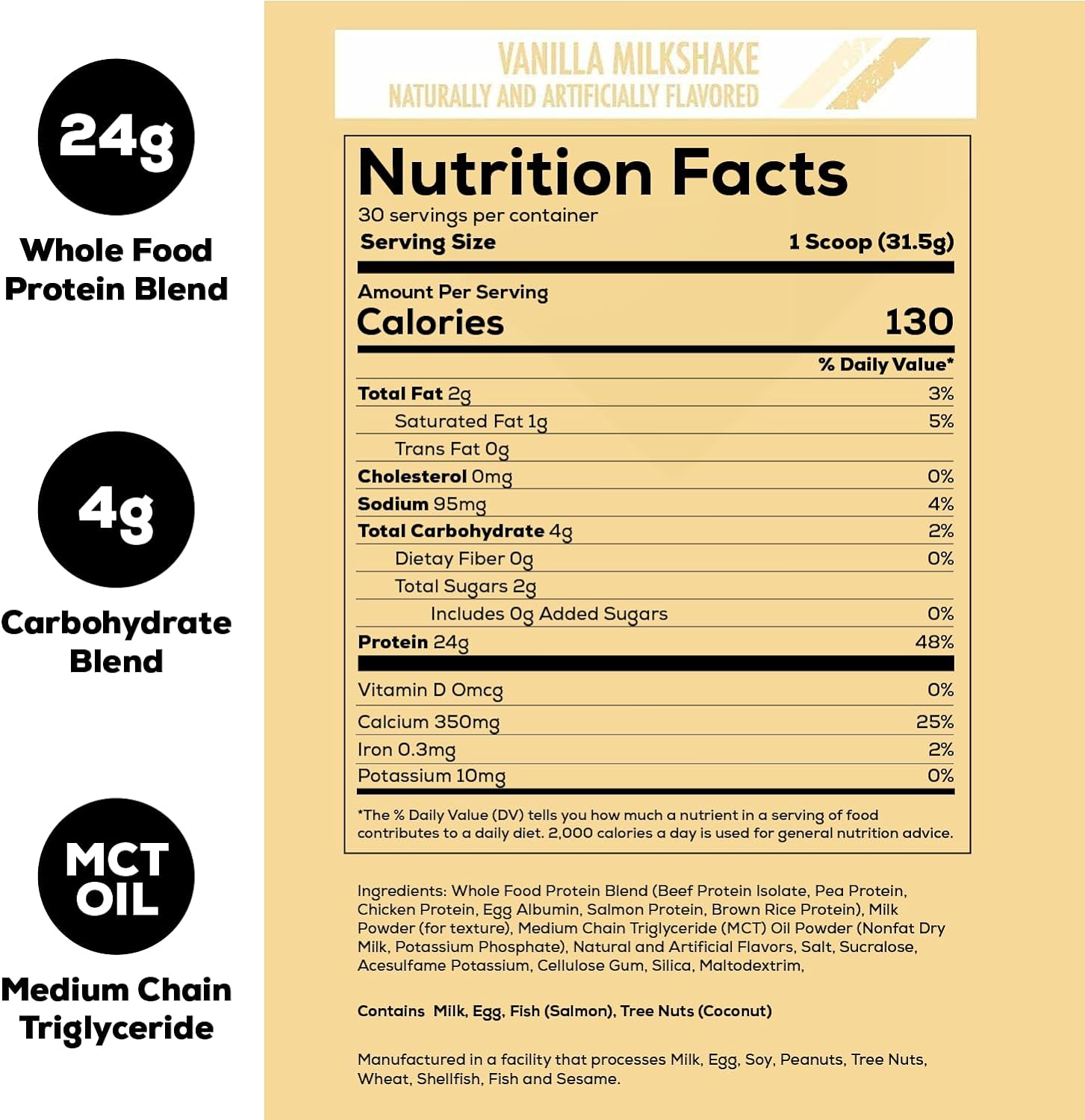Redcon1 MRE Lite Vanilla Milkshake Nutrition Facts #flavour_Vanilla Milkshake