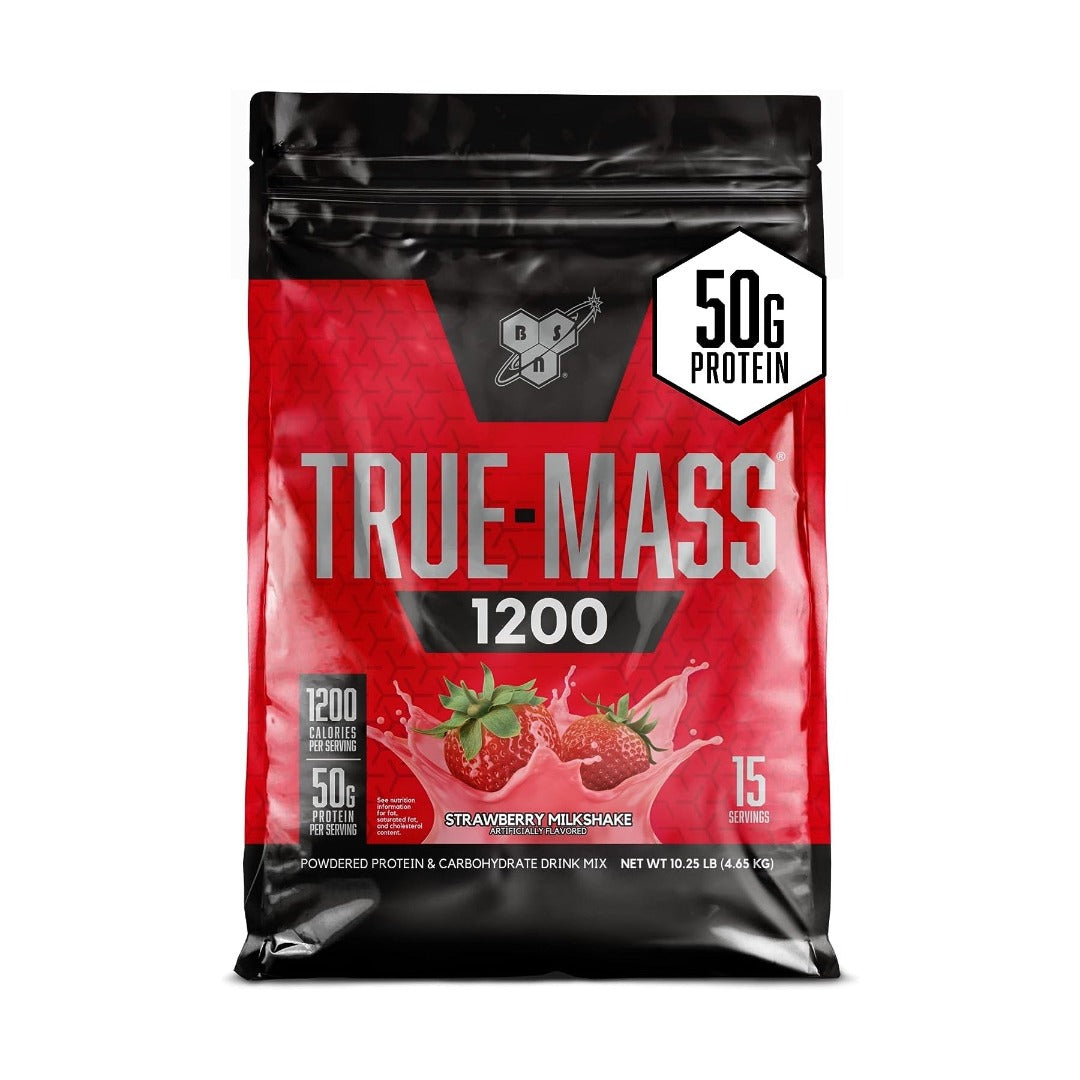 BSN True Mass 1200 Mass Gainer Protein Powder Strawberry Front #flavour_Strawberry