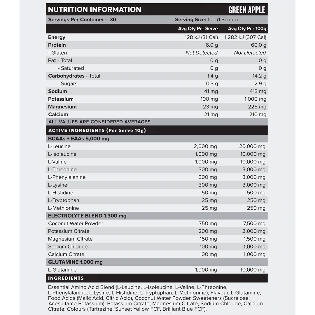 Aminos by Muscle Nation Nutrition Info