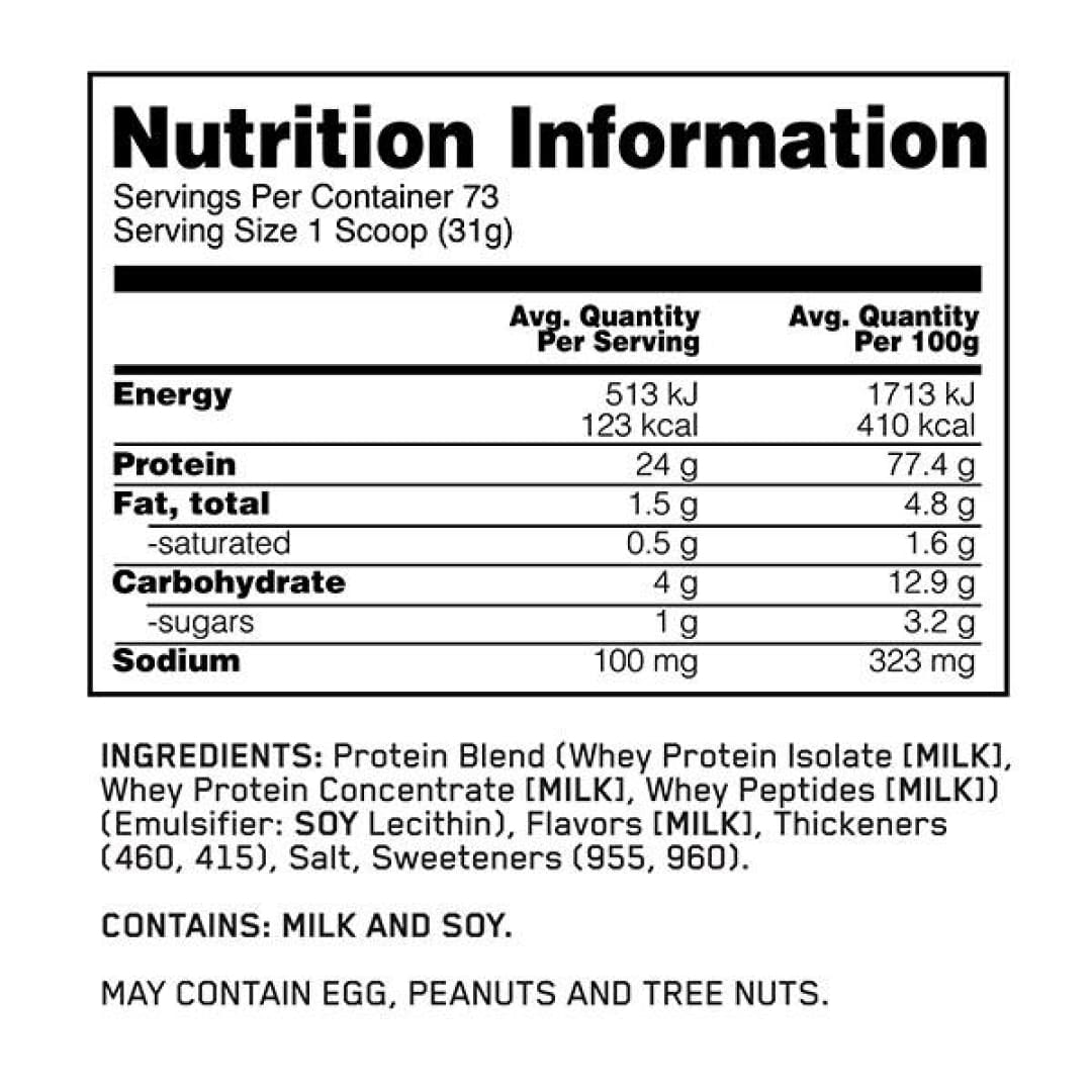 Optimum Nutrition Gold Standard 100% Whey Protein Powder Nutrition Info