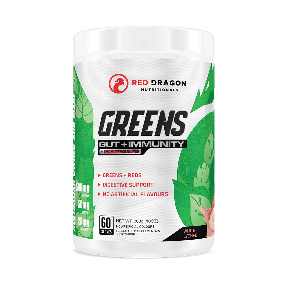 Red Dragon Greens Gut + Immunity 60 Servings / White Lychee & Fruit Supplements