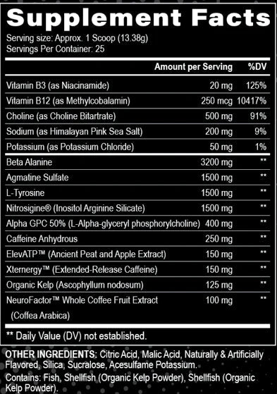 Villain Pre Workout Black Magic Nutrition Info