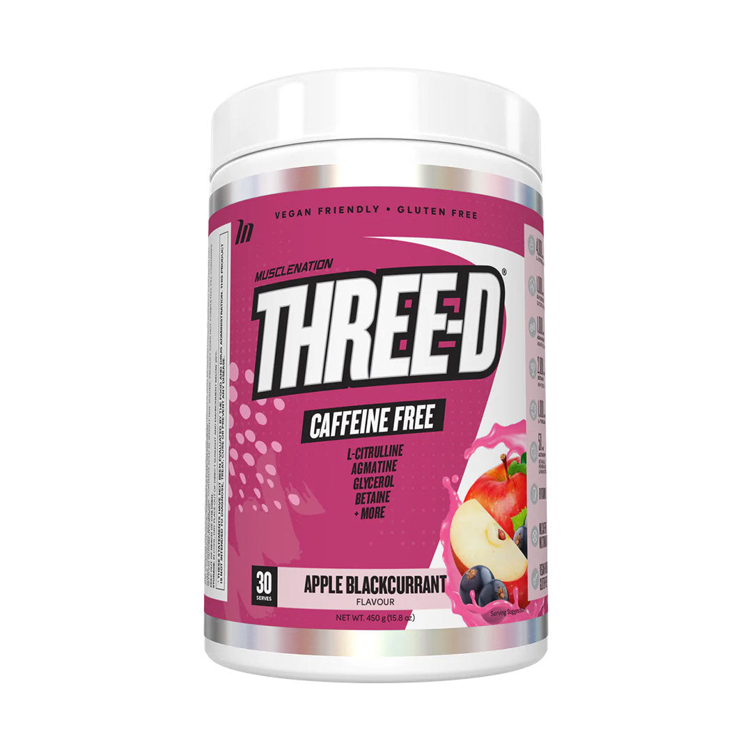 Three D By Muscle Nation 30 Serves / Apple Blackcurrant Pre Workout - Pump Non Stim