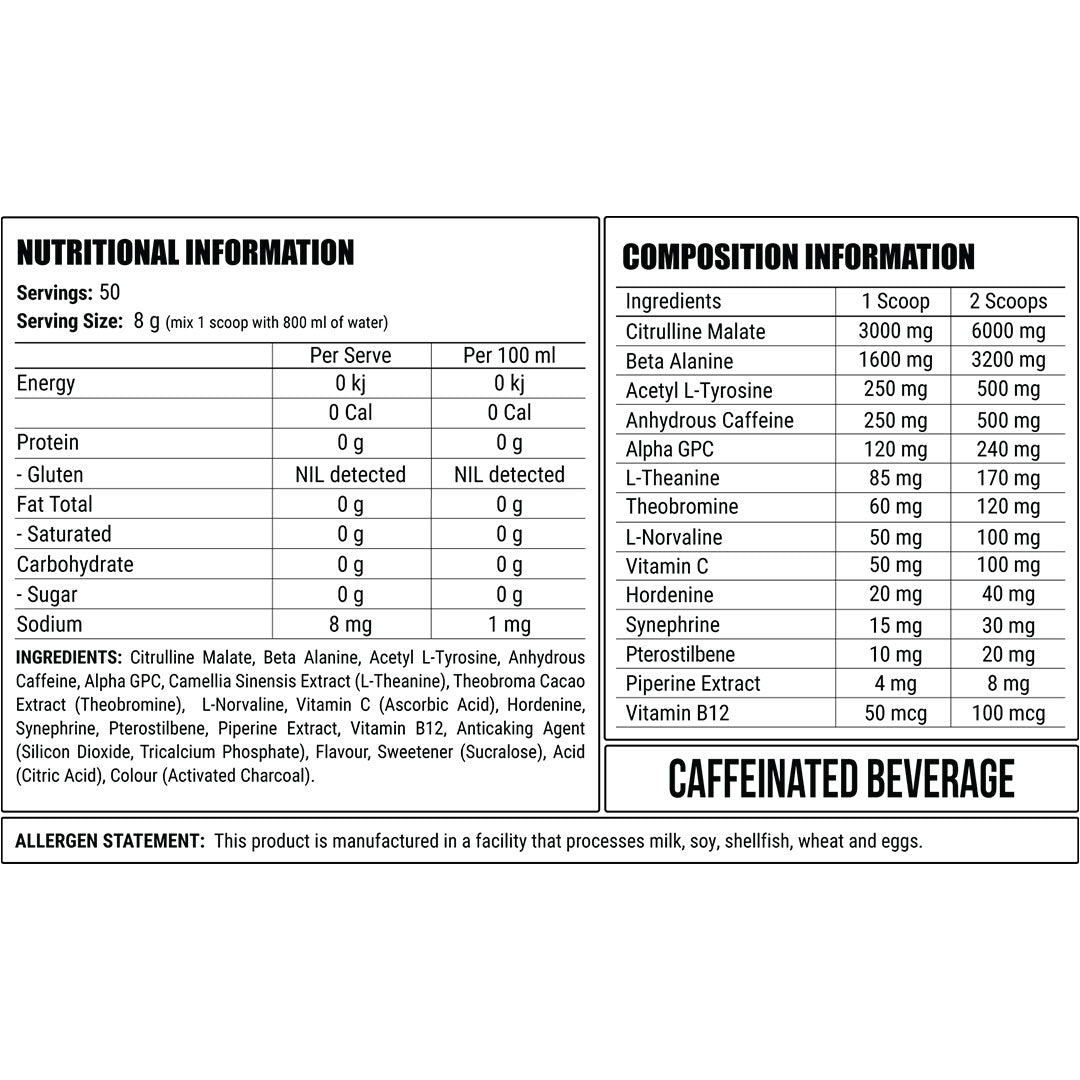 Disorder Pre Workout By Faction Labs Nutrition Info