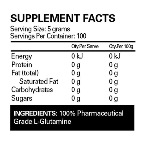 Glutamine by EHP Labs Nutrition Info