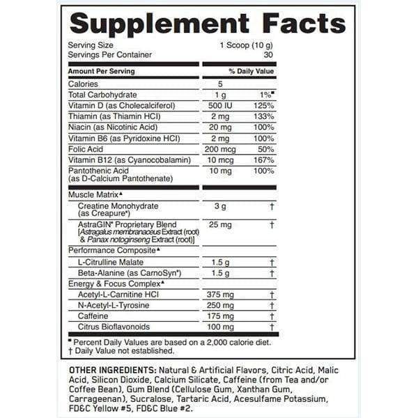 Optimum Nutrition Gold Standard Pre Workout Nutrition Info