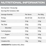 Hybrid Nutrition Creatine HCL Ingredients