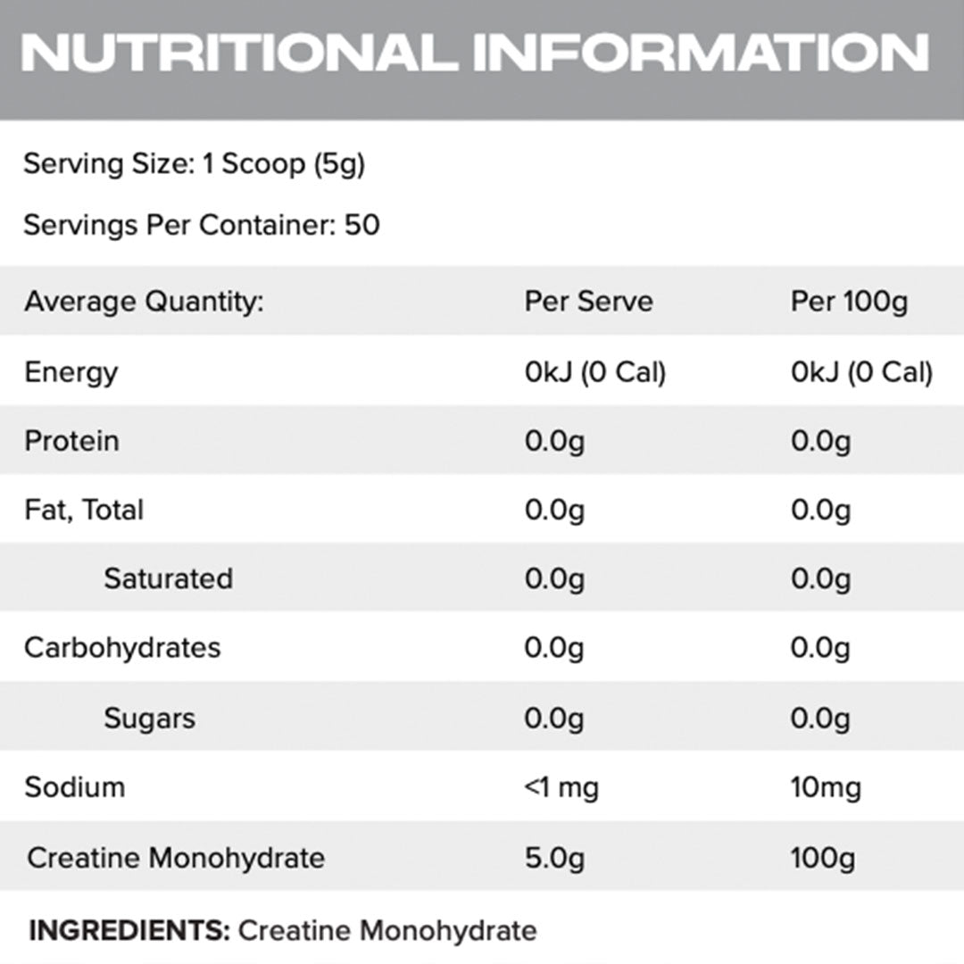 Hybrid Nutrition Creatine Monohydrate Ingredients