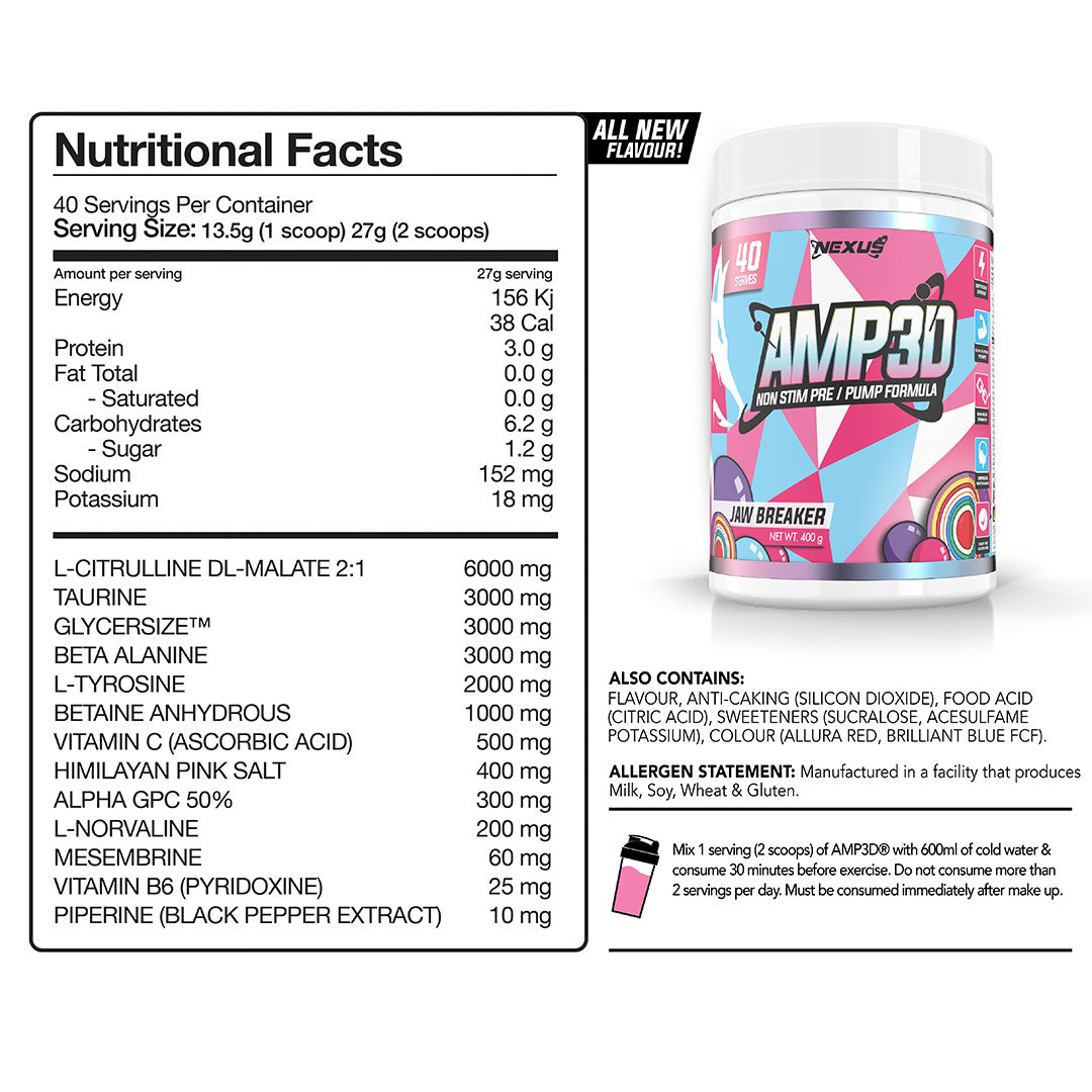 Nexus Amp3d Pre Workout Nutrition Info