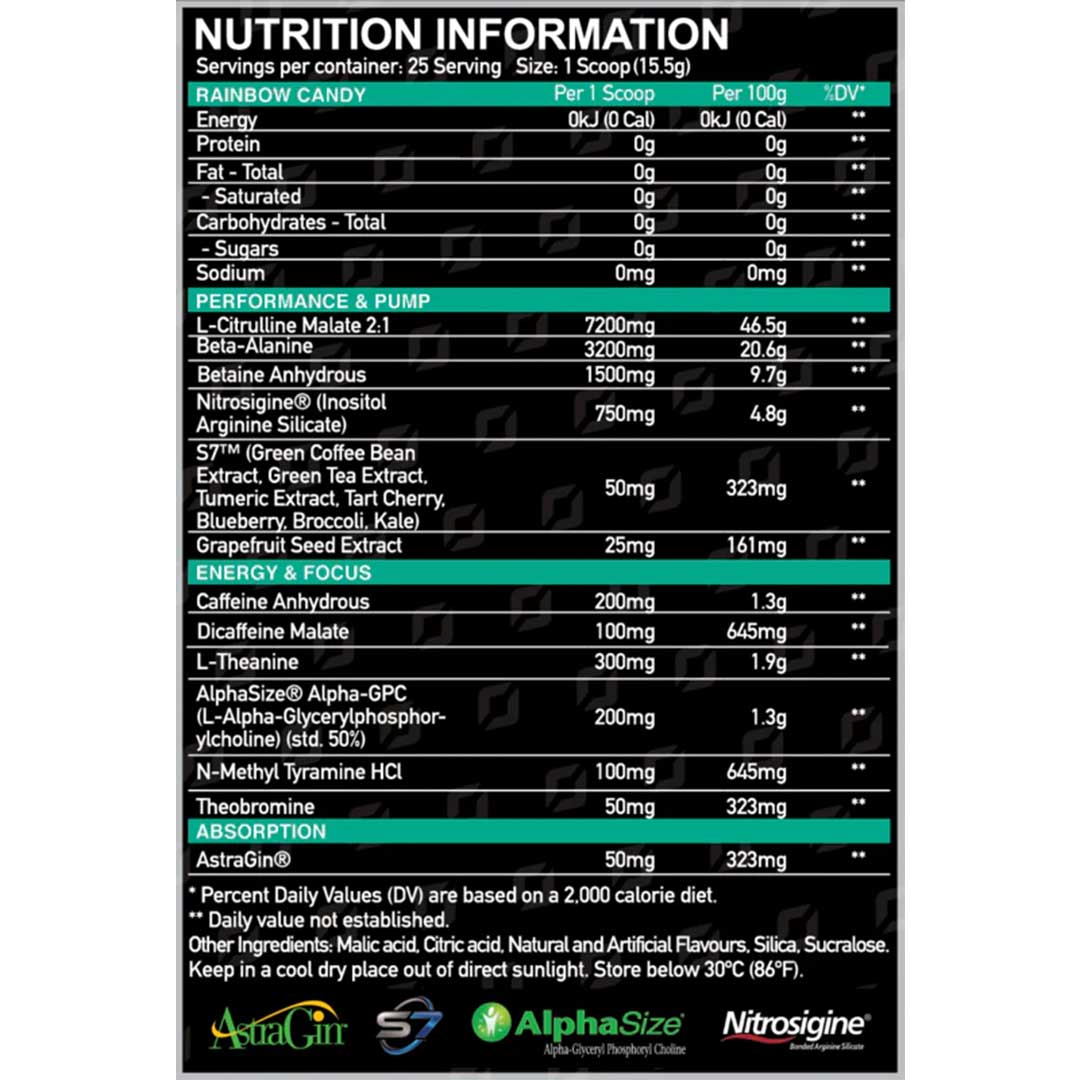 Onest HyperLoad High-Stim Pre-Workout Nutrition Info