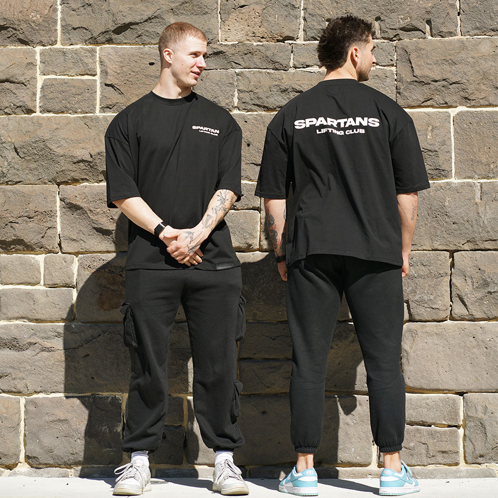 oversized t shirt black spartans gym shirt