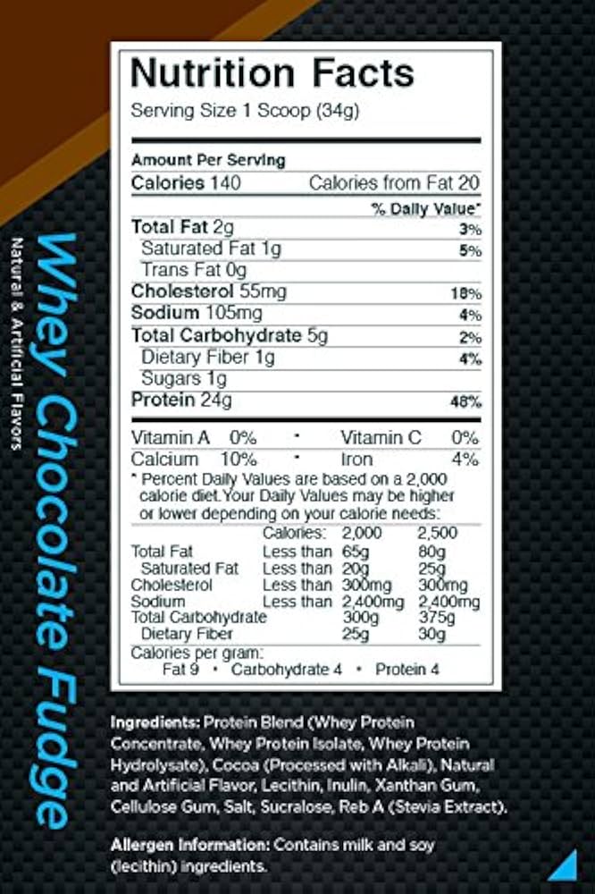 Rule 1 Whey Protein Blend with BCAAs Nutrition Info