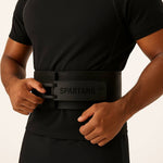 Spartans Elite Lever Lifting Belt in black-on-black with matte finish and heavy-duty lever buckle